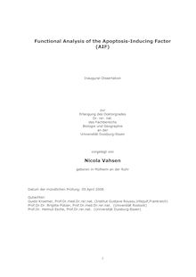 Functional analysis of the apoptosis-inducing factor (AIF) [Elektronische Ressource] / vorgelegt von Nicola Vahsen