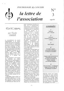 03 Lettre Association Psychologie et Cancers Sept. 1993