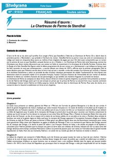 Fiche de révision BAC Français - Résumé : La Chartreuse de Parme de Stendhal