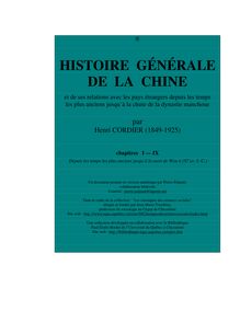 HISTOIRE GÉNÉRALE DE LA CHINE