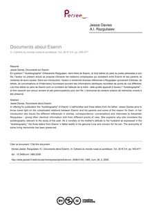 Documents about Esenin - article ; n°3 ; vol.26, pg 445-477