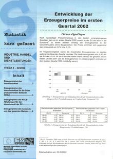 Entwicklung der Erzeugerpreise im ersten Quartal 2002