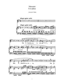 Partition complète (E minor: haut voix et piano), Un adieu