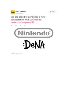 Nintendo : collaboration avec le développeur de jeux en ligne DeNA