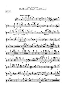 Partition flûte 1, 2, pour Hebrides, Op.26, Fingal s CaveLe Ebridi