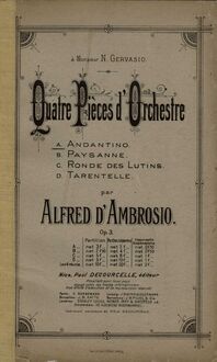 Partition couverture couleur, 4 Pièces d orchestre, Op.3, D Ambrosio, Alfredo