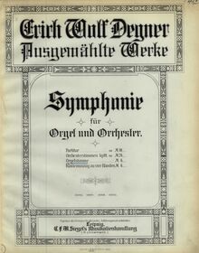 Partition couverture couleur, Symphony pour orgue et orchestre, E minor