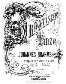 Partition Cover Page, Hungarian Dances, Ungarische Tänze, Brahms, Johannes