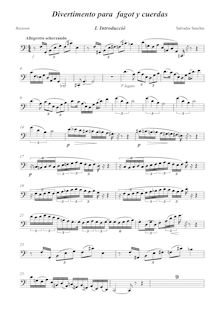 Partition basson solo, Divertimento para fagot y cuerdas, Sanchis, Salvador