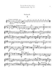 Partition violons II, Scheherazade, Шехеразада, Rimsky-Korsakov, Nikolay