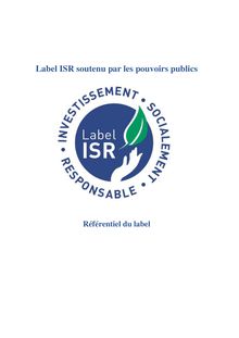 Référentiel label ISR - Ministère des Finances