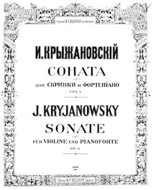 Partition de piano, violon Sonata, Op.4, Kryzhanovsky, Ivan