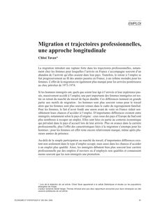 Migration et trajectoires professionnelles, une approche longitudinale 