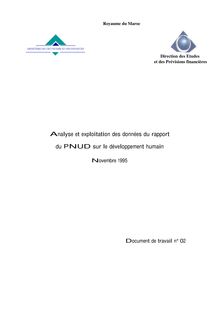 Analyse et exploitation des données du rapport du PNUD sur le ...