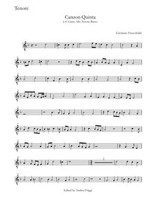 Partition ténor (g clef), Canzon Quinta à , Canto Alto ténor Basso
