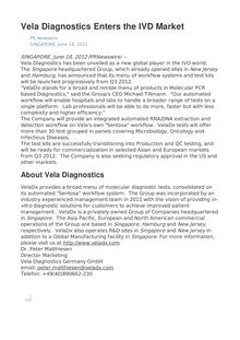Vela Diagnostics Enters the IVD Market