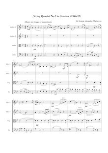 Partition compléte, corde quatuor No.5, G minor, Macfarren, George Alexander
