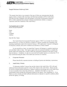 EPA Audit Policy Follow Up Letter