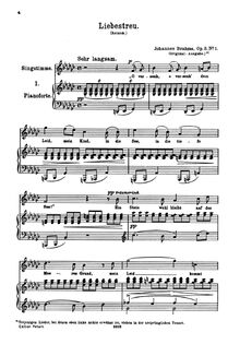 Partition No. 1: Liebestreu, 6 chansons, 6 Gesänge, Brahms, Johannes