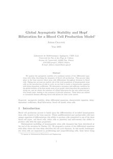 Global Asymptotic Stability and Hopf Bifurcation for a Blood Cell Production Model