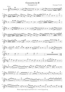 Partition trompette solo (C), trompette Concerto en D major, D major