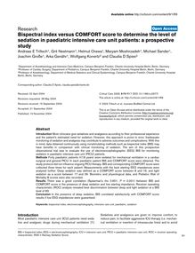 Bispectral index versus COMFORT score to determine the level of sedation in paediatric intensive care unit patients: a prospective study