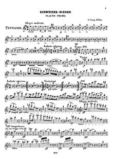 Partition flûte 1, 2, Schweizer Scenen, Fantaisie, G major, Böhm, Carl Leopold par Carl Leopold Böhm