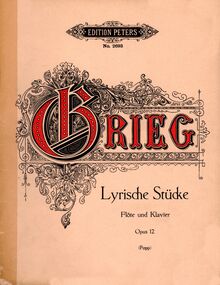 Partition couverture couleur, lyrique pièces, Op.12, Grieg, Edvard