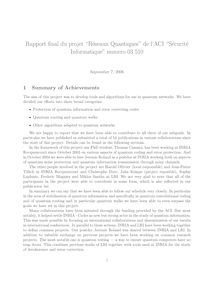 Rapport final du projet “reseaux quantiques” de l aci “securite