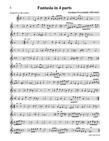 Partition Soprano enregistrement , Fantasia, D minor, Frescobaldi, Girolamo