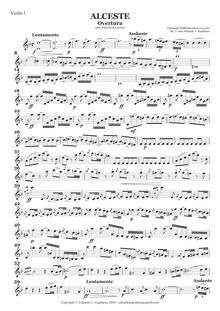 Partition violons I, Alceste, Gluck, Christoph Willibald