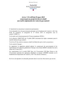 Avis de l Autorité de la concurrence sur le prix du gaz en France