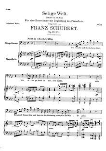 Partition voix et partition de piano, Selige Welt, D.743 (Op.23 No.2)