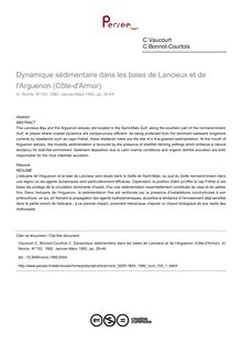 Dynamique sédimentaire dans les baies de Lancieux et de l Arguenon (Côte-d Armor) - article ; n°1 ; vol.153, pg 29-44