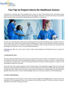 Five Tips to Prepare Interns for Healthcare Careers