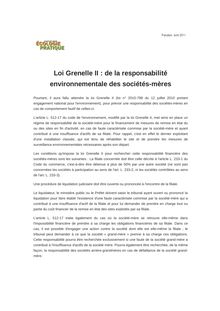 Loi Grenelle II : de la responsabilité environnementale des sociétés-mères