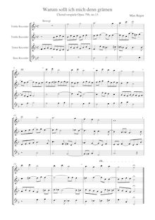 Partition , Warum sollt  ich mich denn grämen (AATB), choral préludes pour orgue, Op.79b