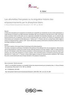 Les allumettes françaises ou la singulière histoire des empoisonnements par le phosphore blanc - article ; n°316 ; vol.85, pg 385-394