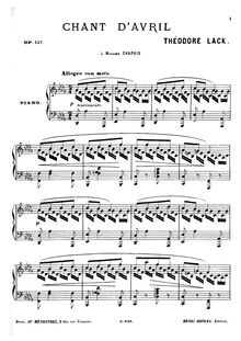 Partition complète, Chant d avril, Op.147, Lack, Théodore par Théodore Lack
