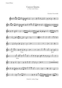Partition Canto primo, Canzon Quarta à 3 Due Canti e Basso, Frescobaldi, Girolamo