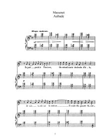 Partition complète (G Major: haut voix et piano), Aubade