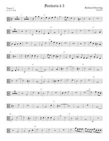 Partition ténor viole de gambe 2, alto clef, fantaisies pour 5 violes de gambe par Richard Dering par Richard Dering