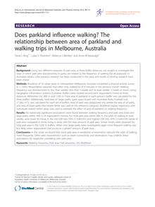 Does parkland influence walking? The relationship between area of parkland and walking trips in Melbourne, Australia