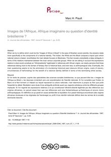 Images de l Afrique, Afrique imaginaire ou question d identité brésilienne ? - article ; n°1 ; vol.67, pg 9-25