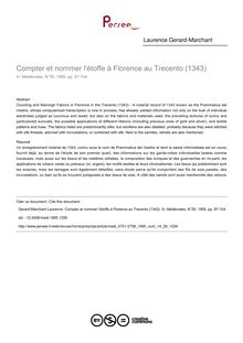 Compter et nommer l étoffe à Florence au Trecento (1343) - article ; n°29 ; vol.14, pg 87-104