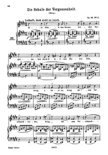 Partition , Die Schale der Vergessenheit, 4 chansons, Brahms, Johannes