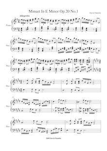 Partition complète, Minuet en E minor Op.20 No.1, E minor, Hamlin, David