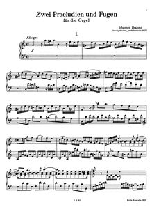 Partition complète (scan), Prelude et Fugue, A minor, Brahms, Johannes