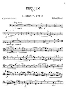 Partition violoncelles I, Requiem en D minor, D minor, Fauré, Gabriel