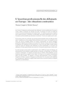 L insertion professionnelle des débutants en Europe : des situations contrastées - article ; n°1 ; vol.378, pg 147-165